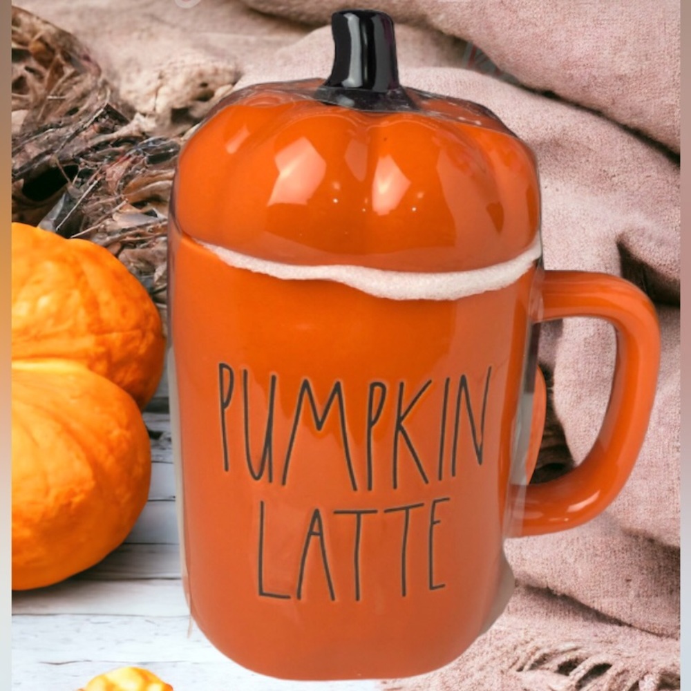 Rae Dunn Pumpkin Latte mug with cover NEW